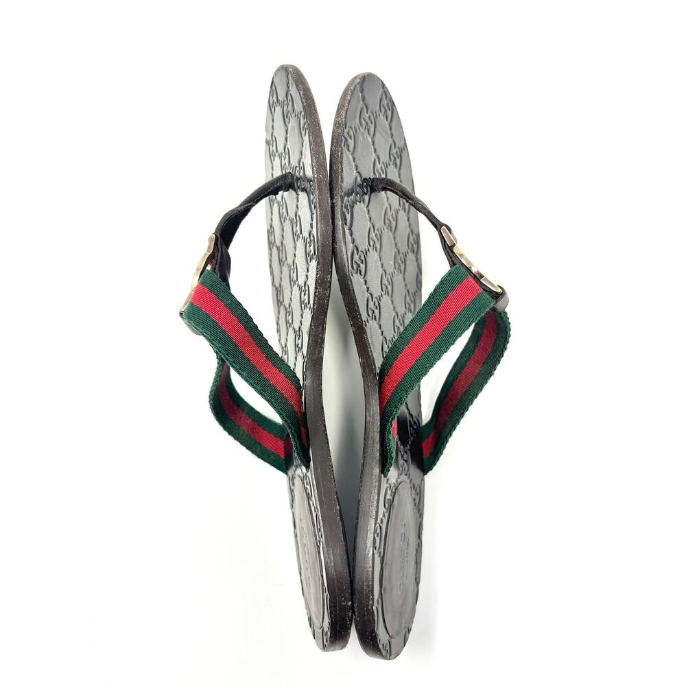Gucci Inerlocking GG Web Stripe Thong Flat Sandal Slides EU 38.5 - Picture 3 of 7